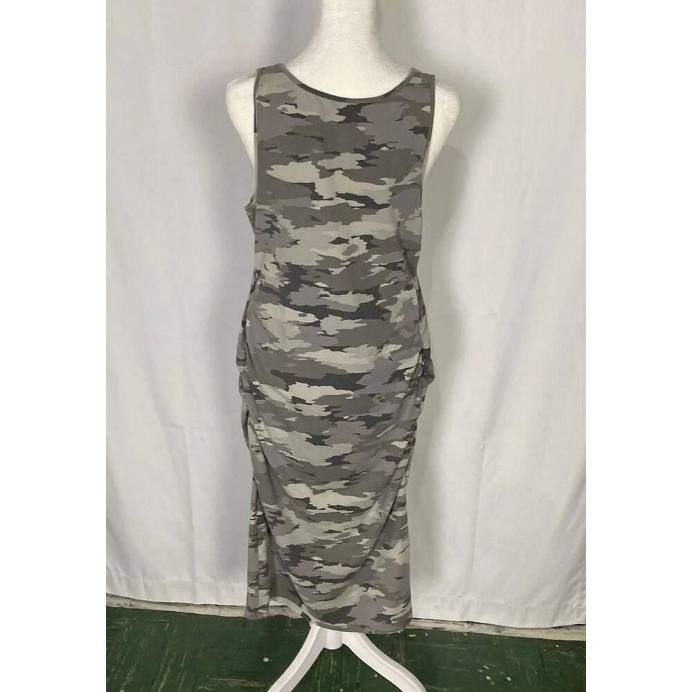 ISABEL Maternity Sz XXL Tank Ruched Dress Camo Green Stretch Military EUC - Picture 3 of 6